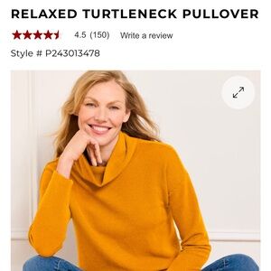 Talbots Navy color- relaxed cowl neck sweater in navy.